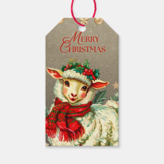 GESCHENKETIKETT VINTAGE FROHE WEIHNACHTEN LAMM GESCHENKANHÄNGER