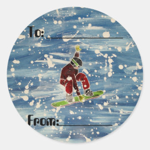 Geschenketiketten für Snowboarder Runder Aufkleber
