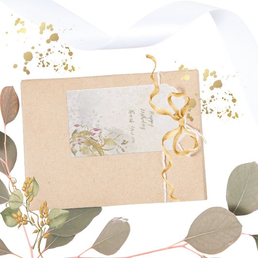 Geschenketiketten mit goldenen Blätter, rot und bo Geschenkanhänger