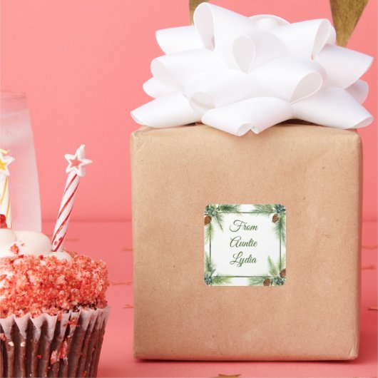 Geschenketiketten Weihnachten Quadratischer Aufkleber (Party)