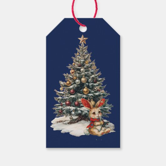 GESCHENKETIKETTEN WEIHNACHTSHAS MIT BAUM GESCHENKANHÄNGER (Vorderseite)