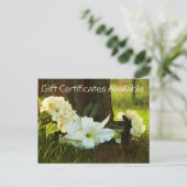 Geschenkgutachten erhältlich postkarte (Stehend Vorderseite)