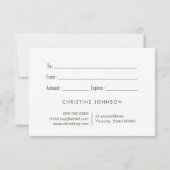 Geschenkgutschein (Rückseite)