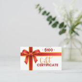Geschenkgutschein $100 visitenkarte (Stehend Vorderseite)