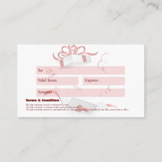 Geschenkgutschein $100 visitenkarte