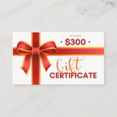 Geschenkgutschein $300 visitenkarte (Vorderseite)