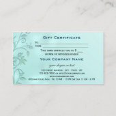 Geschenkgutschein Aqua Bokeh Floral Swirl Rabattkarte (Rückseite)