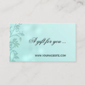 Geschenkgutschein Aqua Bokeh Floral Swirl Rabattkarte (Vorderseite)