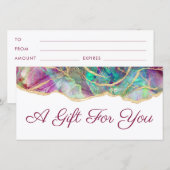Geschenkgutschein Aquamarine fuchsia opal design (Vorne/Hinten)