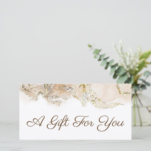 Geschenkgutschein aus beigem Marmor (Stehend Vorderseite)