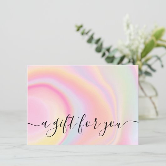 Geschenkgutschein aus Girly pink Regenbogen Einhor (Stehend Vorderseite)