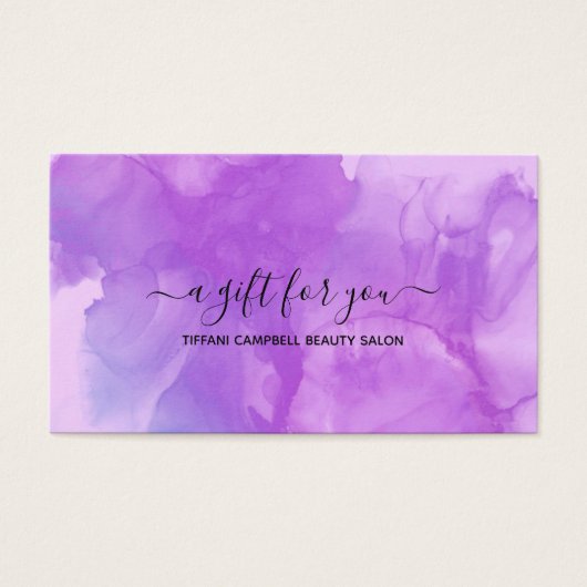 Geschenkgutschein aus lila Marmor und Glitzer (Vorderseite)