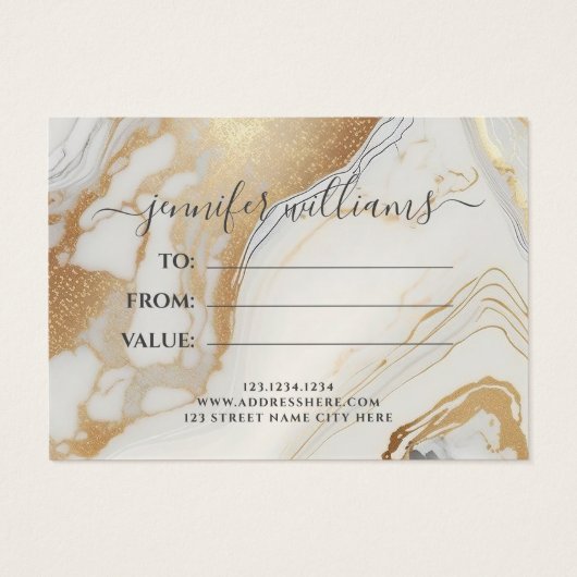 Geschenkgutschein aus weißem Gold (Rückseite)