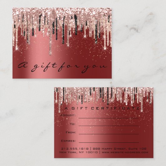 Geschenkgutschein Beauty Shop Haarstylist Burgundy Visitenkarte (Vorne/Hinten)