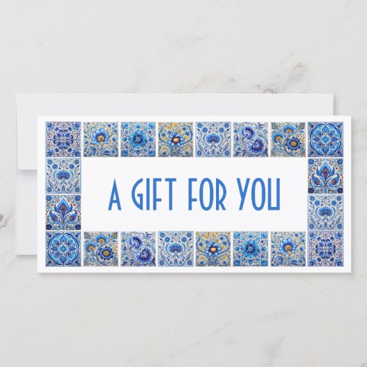 Geschenkgutschein "Blue Mediterranea tiles" (Vorderseite)
