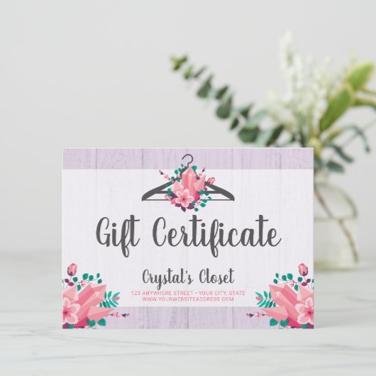 Geschenkgutschein Boho Blumenbekleidung (Stehend Vorderseite)