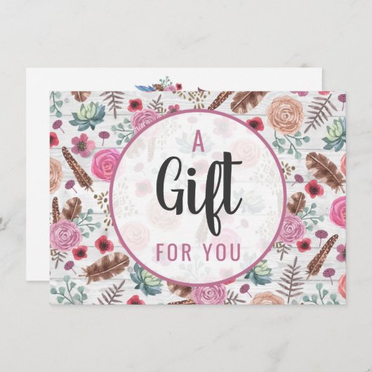 Geschenkgutschein Boho Chic Rustic Feather Arrow (Vorne/Hinten)