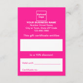 Geschenkgutschein "Business Pink" Begleitkarte (Vorderseite)