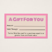 Geschenkgutschein "Business Pink Beige Beauty Salo (Vorderseite)