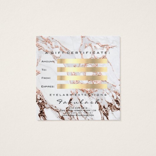 Geschenkgutschein Copper-Marmor Glitzer Lash Makeu (Rückseite)