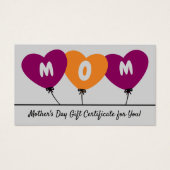 Geschenkgutschein der herzenförmigen Ballonmutter (Vorderseite)