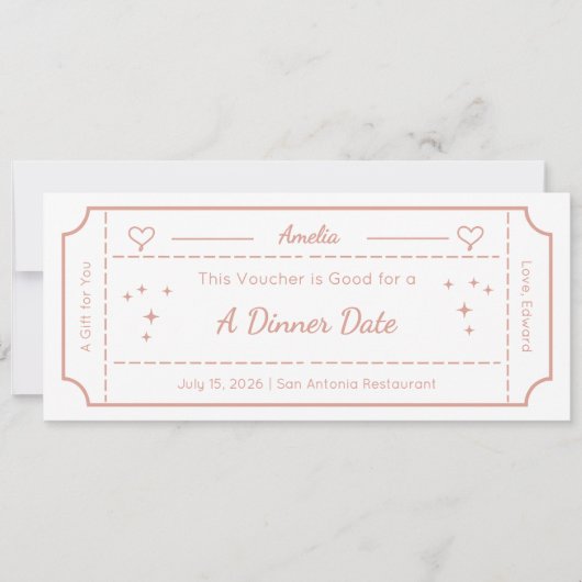 Geschenkgutschein, Dinner Date personalisierte Ges Einladung (Vorderseite)