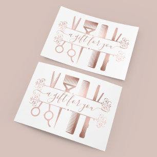 Geschenkgutschein Elegante Rose Goldene Scheren Fo