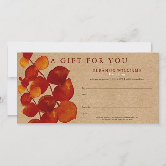 Geschenkgutschein Eucalyptus Rustic Kraft (Vorderseite)