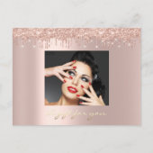 Geschenkgutschein Feiertage Schönheit Rose Glitzer Postkarte (Vorderseite)