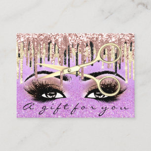 Geschenkgutschein Friseur Glitzer Lash Makeup Visitenkarte
