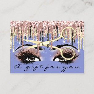 Geschenkgutschein Friseur Rose Blue Gold Makeup Visitenkarte