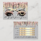 Geschenkgutschein Friseur Rose Grau Gold Makeup Visitenkarte (Vorne/Hinten)