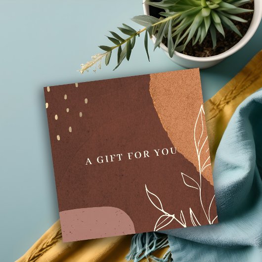 Geschenkgutschein für abstraktes Rostblätterblatt Quadratische Visitenkarte