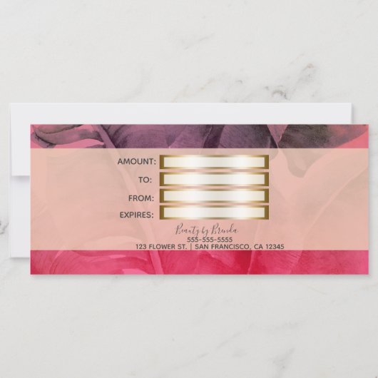 Geschenkgutschein für Ananas, rosa tropischer Glit (Rückseite)