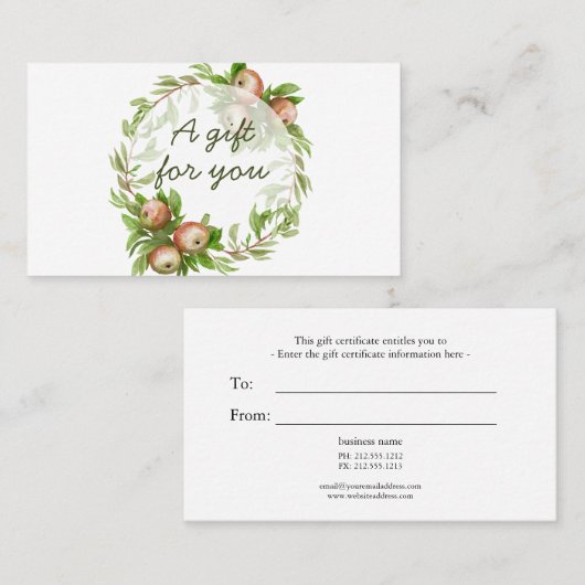 Geschenkgutschein für Apfelwein Visitenkarte (Vorne/Hinten)