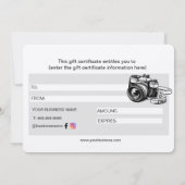 Geschenkgutschein für berufliche Fotografen (Rückseite)