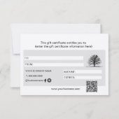 Geschenkgutschein für berufliche Fotografen (Rückseite)