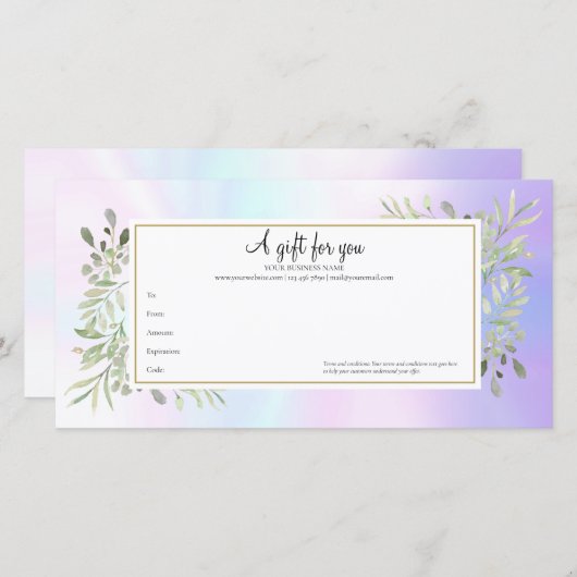 Geschenkgutschein für Blätter des Holografischen F (Vorne/Hinten)