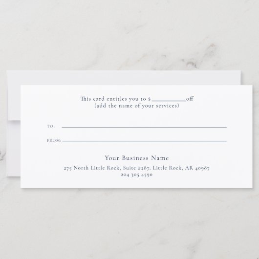 Geschenkgutschein für blaues Wasser (Rückseite)