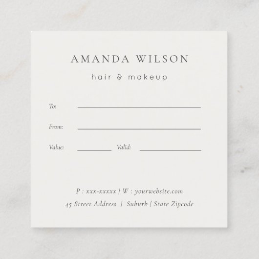 Geschenkgutschein für Blaugoldblättrige Botanische Quadratische Visitenkarte (Rückseite)