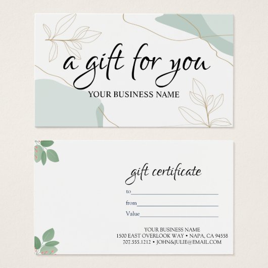 Geschenkgutschein für botanische Foliaten (Vorne & Hinten)