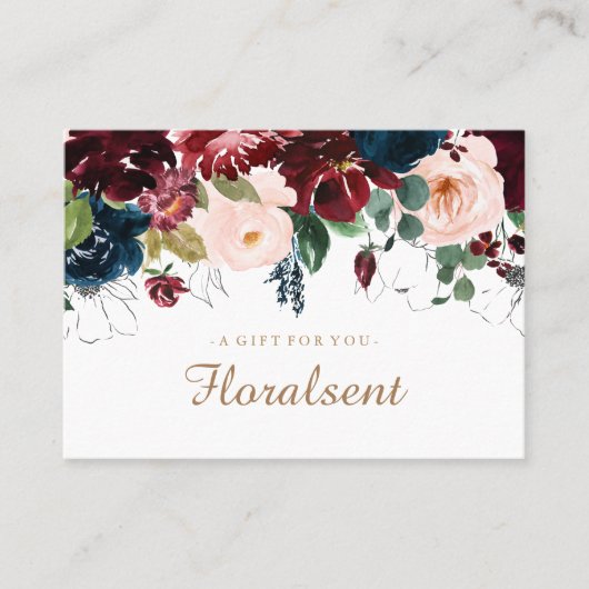 Geschenkgutschein für Burgund, Marine und Rosa Flo Rabattkarte (Vorderseite)