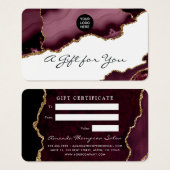 Geschenkgutschein für Burgund und Gold Agate Stone (Vorne & Hinten)