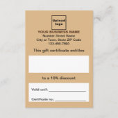 Geschenkgutschein für Business Light Brown Begleitkarte (Vorderseite)