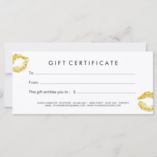 Geschenkgutschein für Chic Gold und Black Makeup (Rückseite)