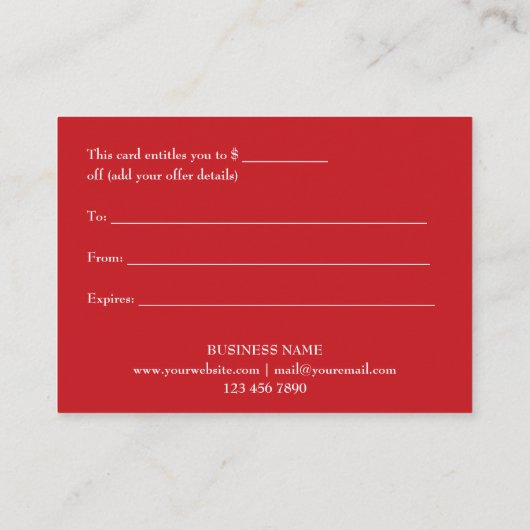 Geschenkgutschein für Chic Holiday Business Snowfl Rabattkarte (Rückseite)