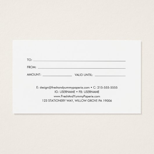 Geschenkgutschein für Chic Typografy Business (Rückseite)