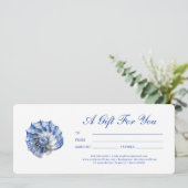 Geschenkgutschein für das blaue Muschellogo (Stehend Vorderseite)