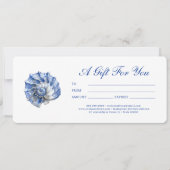 Geschenkgutschein für das blaue Muschellogo (Vorderseite)