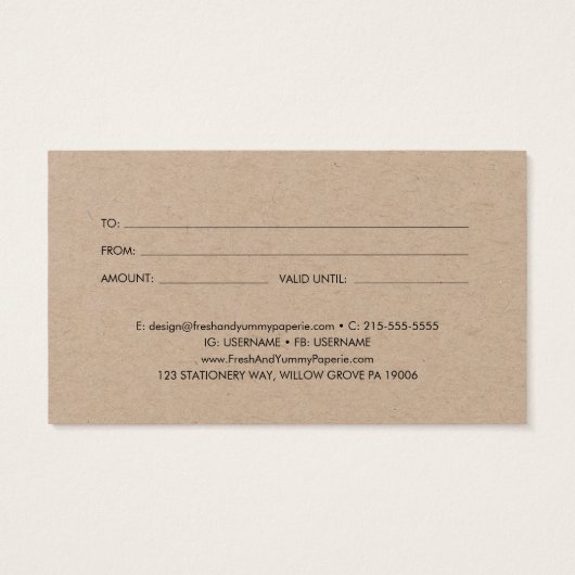 Geschenkgutschein für das Chic Kraft Paper Busines (Rückseite)